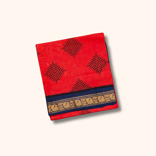 Classic Red Ethnic Saree with Traditional Border