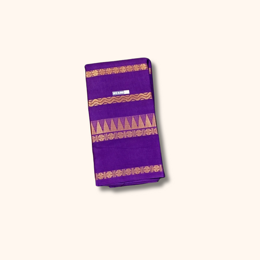 Purple Sungudi Cotton Saree with Geometric Zari Border