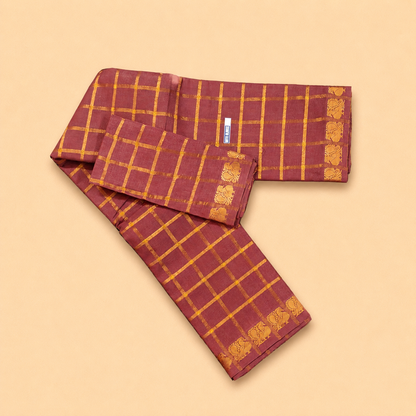 Dusty Rose Pavithra Kattam Sungudi Cotton Saree with Separate Blouse