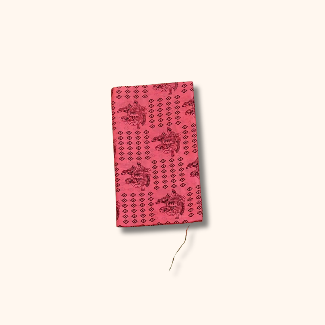 Pink Cotton Saree with Traditional Dancing Figure Motifs & Zari Border – Without Blouse
