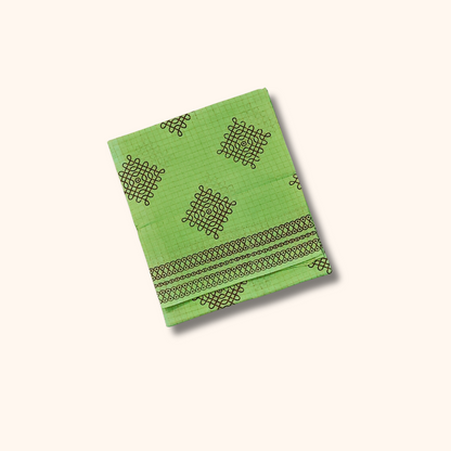 Light Green Traditional Printed Sungudi Cotton Saree