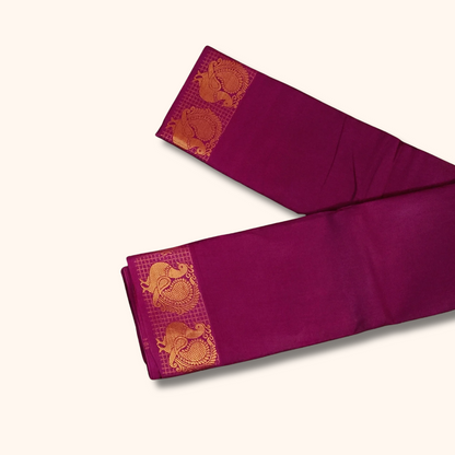 Magenta Pure Cotton Saree with Traditional Paisley Border – Running Blouse
