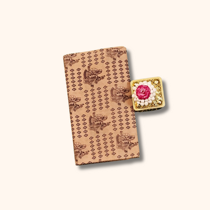 Beige Brown Printed with Traditional Art Border Sungudi Cotton Saree