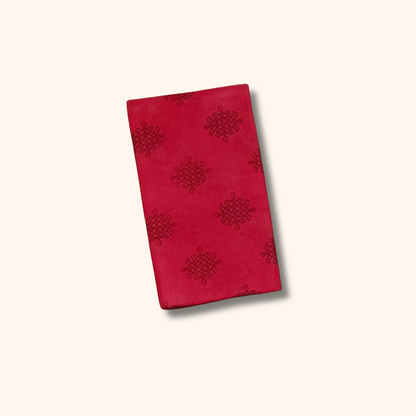 Ruby Red Kolam Print with Gold Zari Border