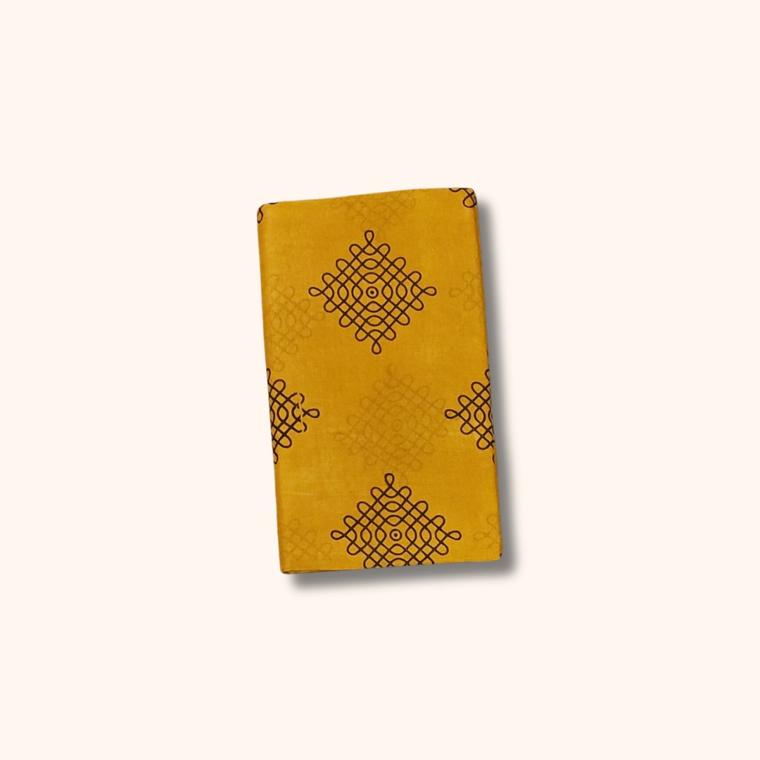Mustard Yellow Sungudi Cotton Saree with Black Border