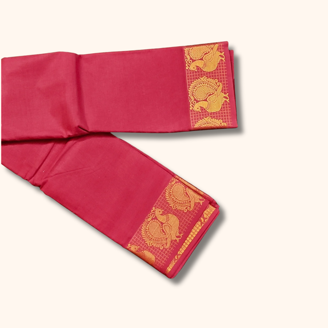 Red Pure Cotton Saree with Running Blouse