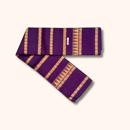 Purple Cotton Saree with Traditional Gold Zari Stripes – Separate Blouse Piece