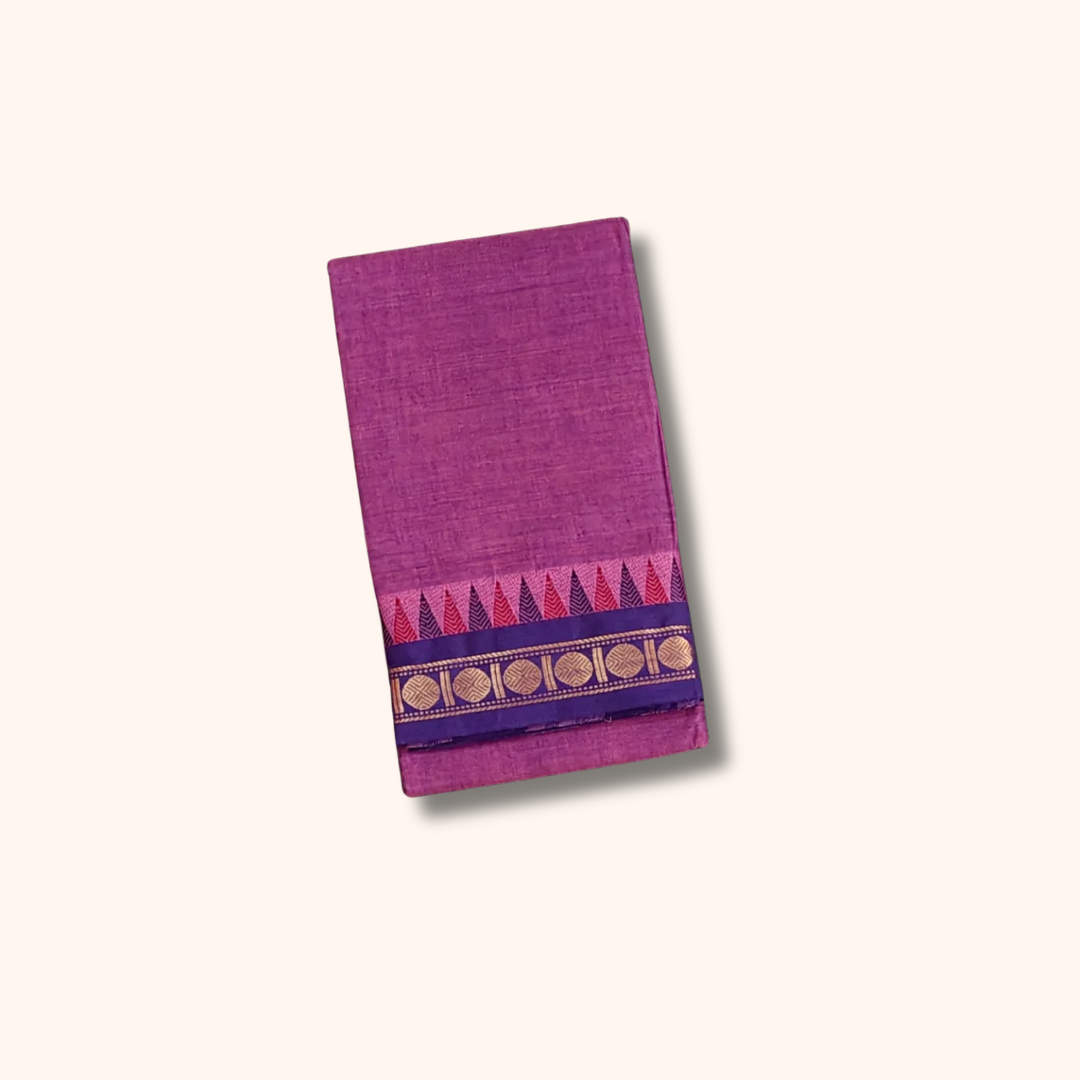 Purple Thread Work Zari Chettinad Cotton Saree