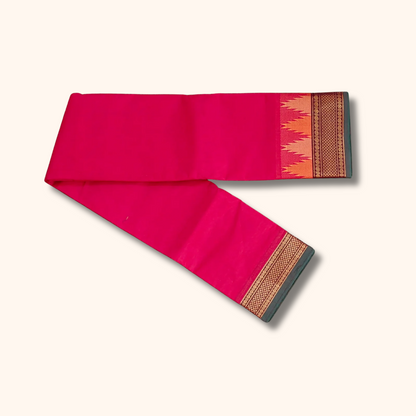 Rani Pink Temple Border Chettinad Cotton Saree