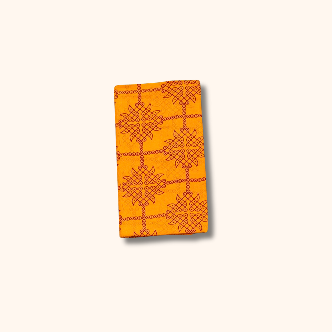 Mustard Yellow Sungudi Cotton Saree with Traditional Kolam Motifs & Zari Border – Without Blouse