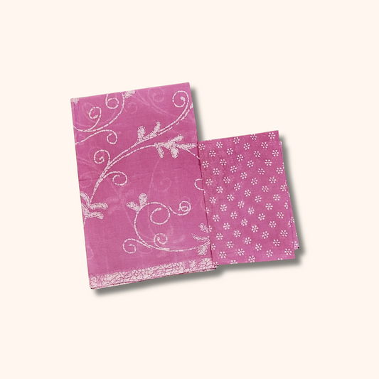 Pink Kalamkari Cotton Saree with Floral Vine Print
