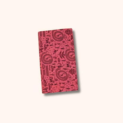 Pink Warli Print Sungudi Cotton Saree with Zari Border
