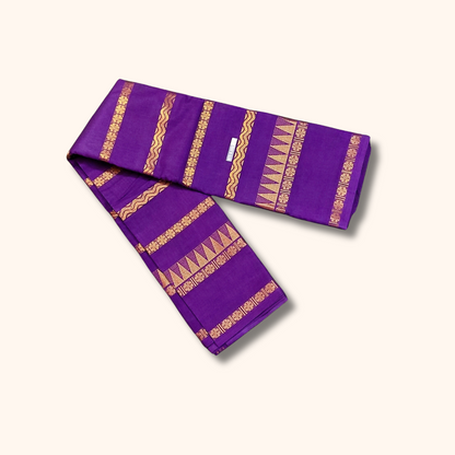 Purple Sungudi Cotton Saree with Geometric Zari Border