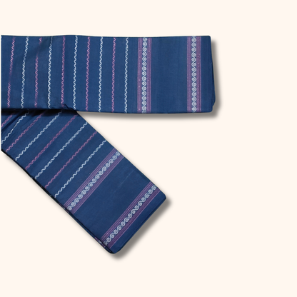 Blue Cotton Saree with Pink and White Stripe Design – Running Blouse
