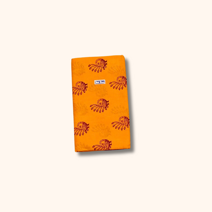 Mustard Yellow Sungudi Cotton Saree with Peacock Motifs – Running Blouse Included
