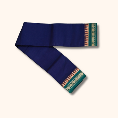 Dark ink Blue Temple Border Chettinad Cotton Saree