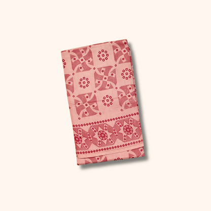 120s Count Vayal Cotton Saree in Baby Pink with Geometric Print