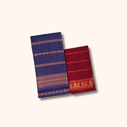 Royal Purple Sungudi Cotton Saree with Maroon Contrast Blouse