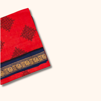 Classic Red Ethnic Saree with Traditional Border