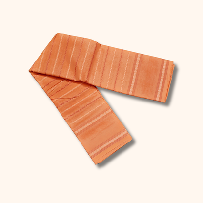 Peach Orange Cotton Saree with White Stripe Design – Running Blouse
