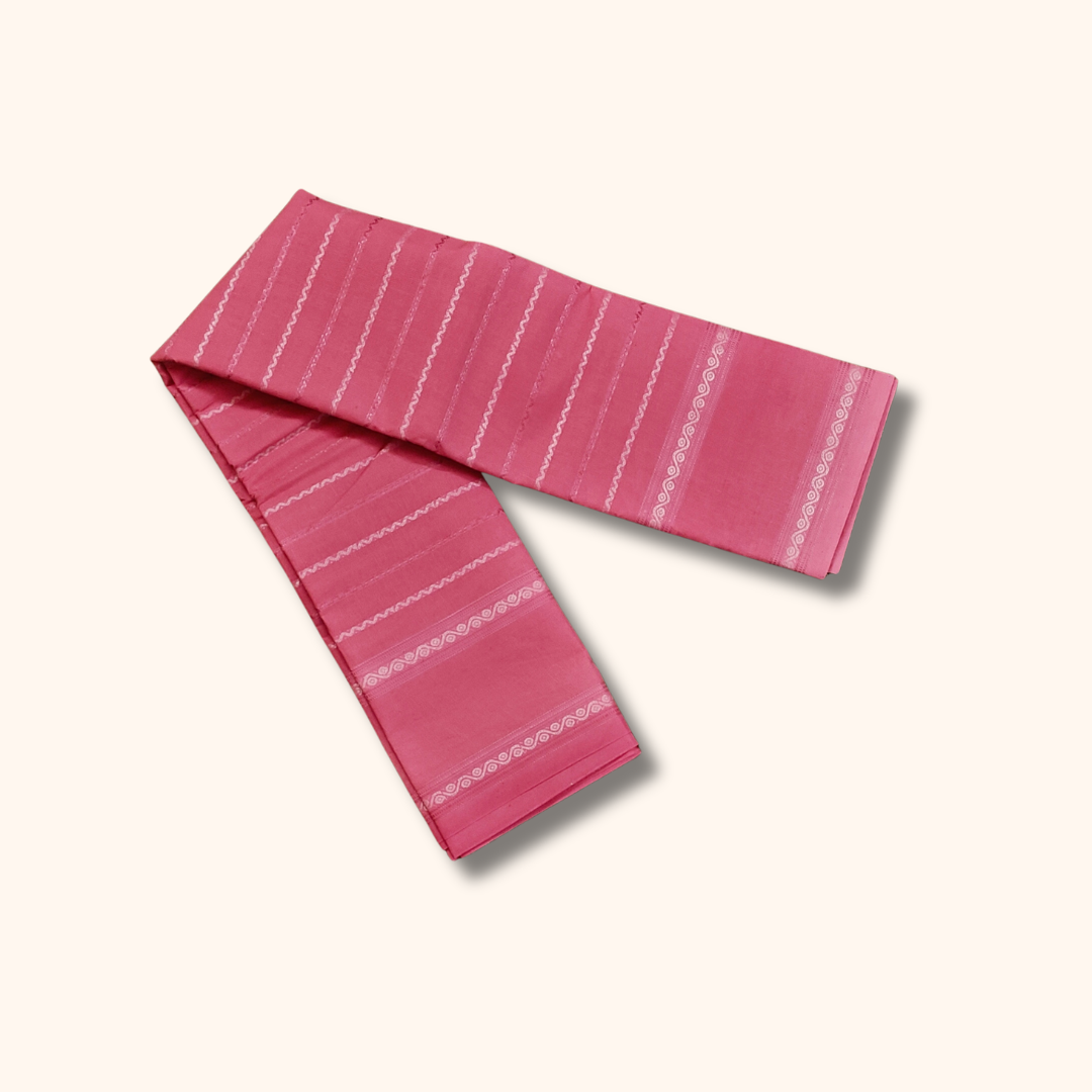 Rose Pink Cotton Saree with Matching Border – Running Blouse