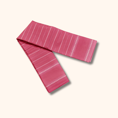 Rose Pink Cotton Saree with Matching Border – Running Blouse