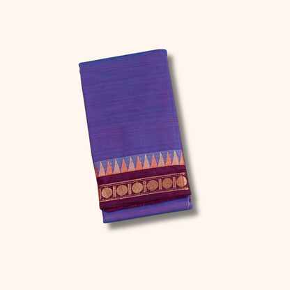 Royal bluish  Violet Temple Border Chettinad Cotton Saree