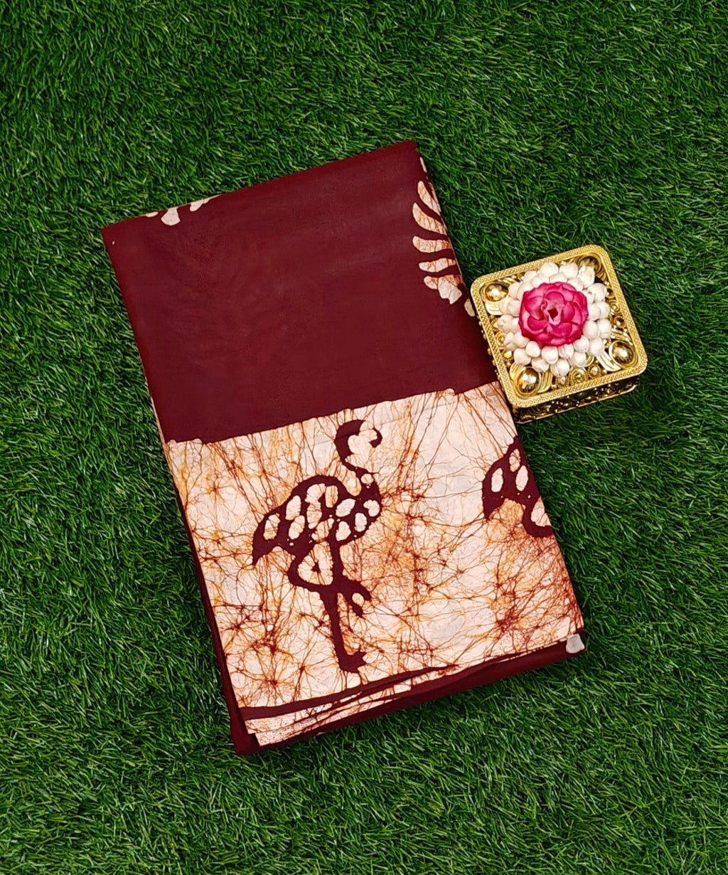 Premium 120 Count Sungudi Cotton Saree – Ultra Soft Maroon with Artistic Border