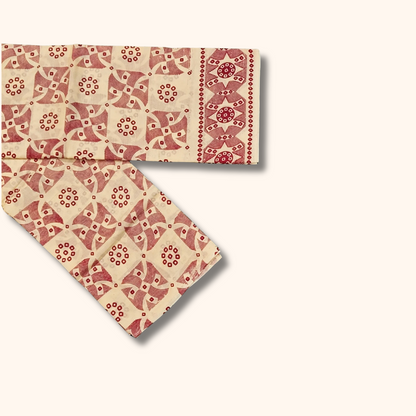 120s Count Vayal Cotton Saree in Off White with Maroon Geometric Print