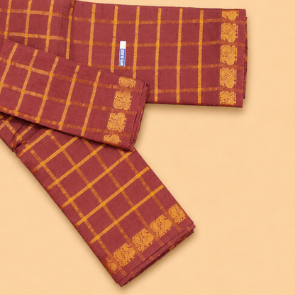 Dusty Rose Pavithra Kattam Sungudi Cotton Saree with Separate Blouse