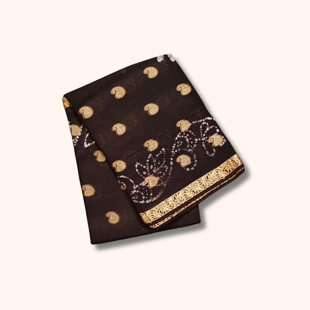 120s Count Soft Mul Cotton Sungudi Saree with Thread Work Zari
