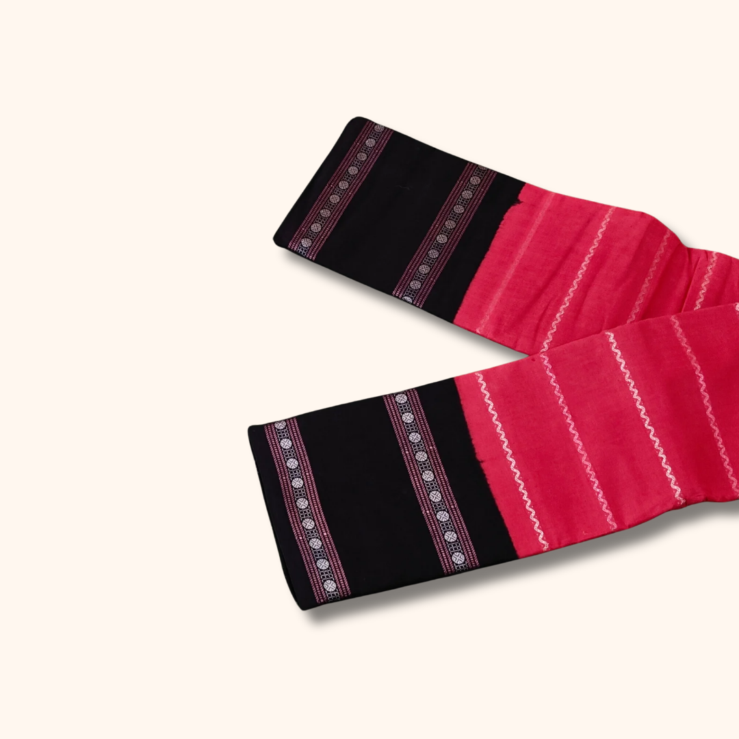 Pink Sungudi Cotton Saree with Dark Blue Contrast Border