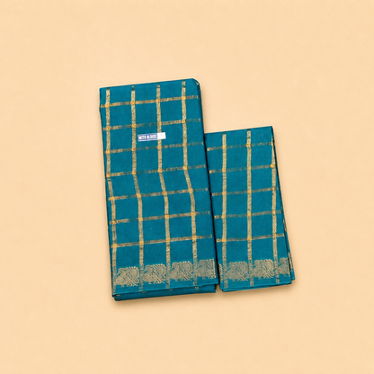 Teal green Pavithra Kattam Sungudi Saree with Matching Blouse