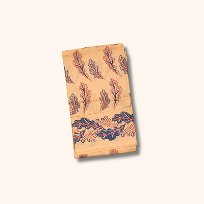 120s Count Vayal Cotton Saree in Beige with Floral Print Border