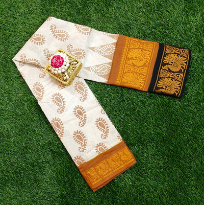 Ivory Charm Retta Petta Sungudi Saree – Classic Double Border Heritage