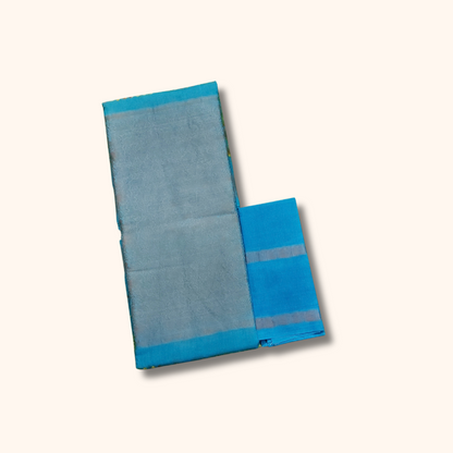 Turquoise Blue Traditional Pattern Saree with Separate Blouse Piece