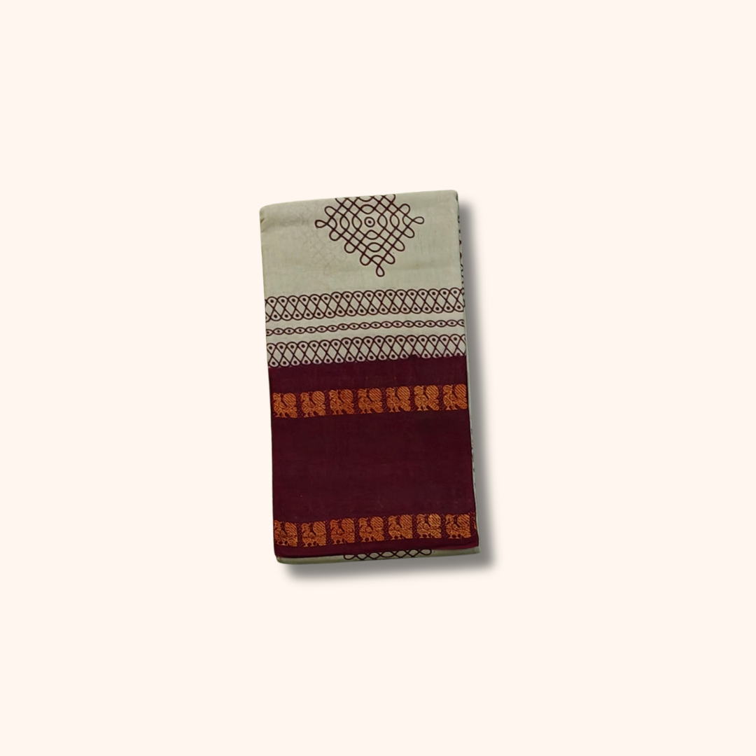 Pastel Green Sungudi Cotton Saree with Maroon Traditional Border – Running Blouse