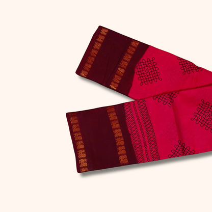 Rani Pink & Maroon Running Blouse Cotton Saree