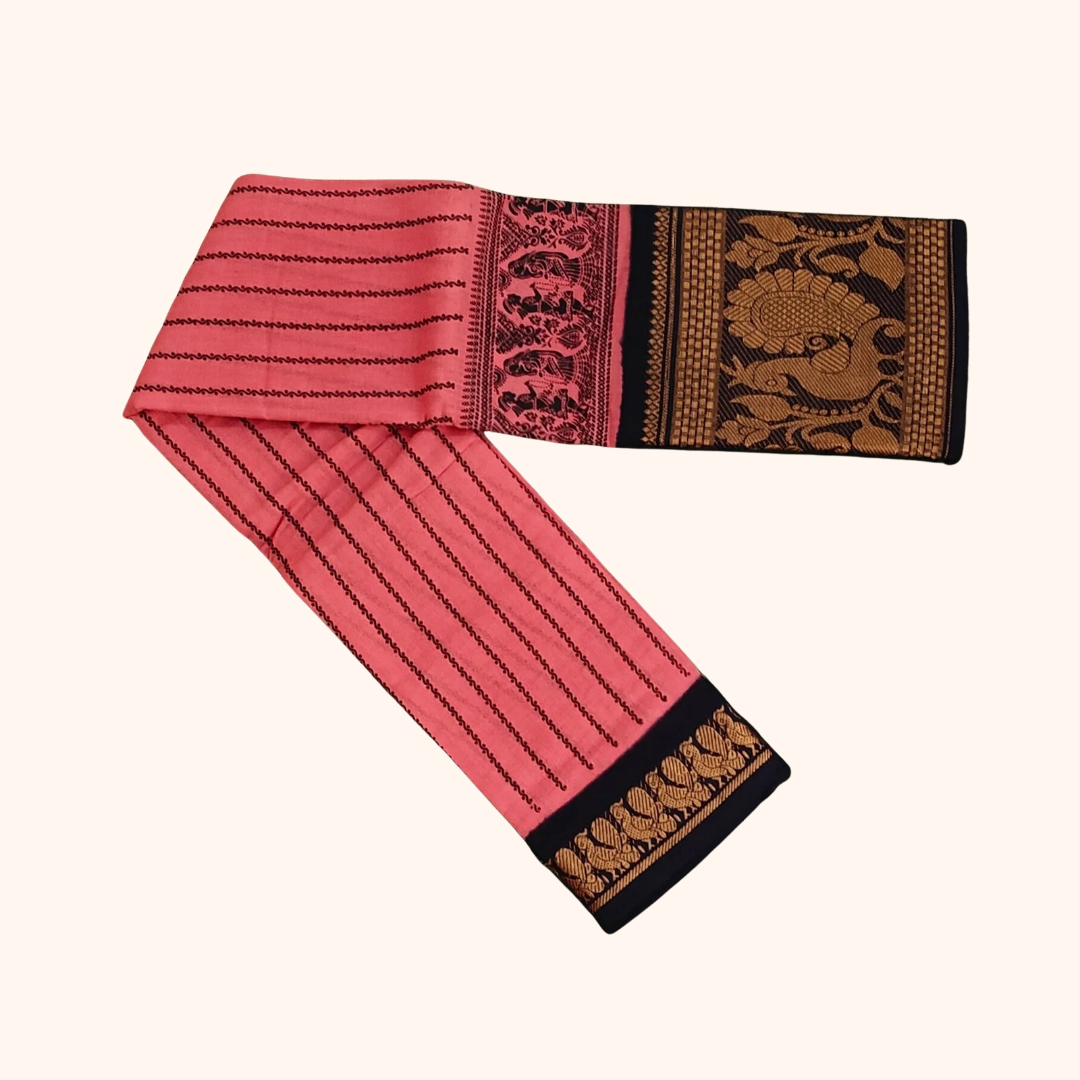 Beautiful Pink Traditional Border Sungudi Cotton Saree