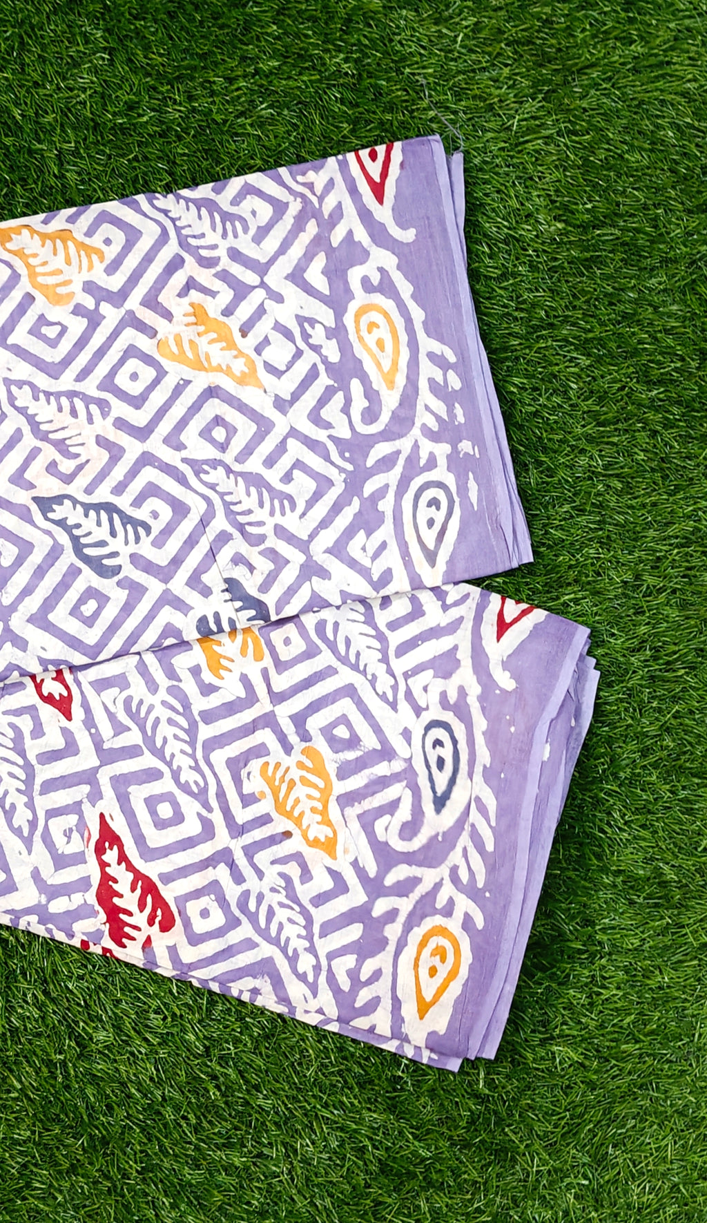 Premium 120 Count Sungudi Cotton Saree – Lavender Purple with Geometric & Leaf Motifs