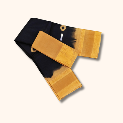 Beautiful Navy Blue & Beige Batik Cotton Saree