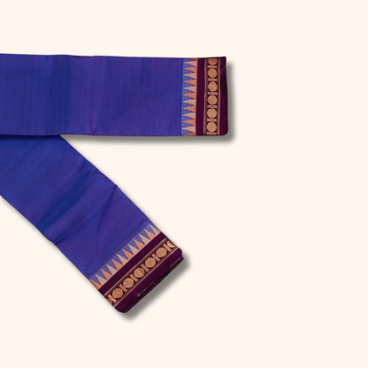 Royal bluish  Violet Temple Border Chettinad Cotton Saree