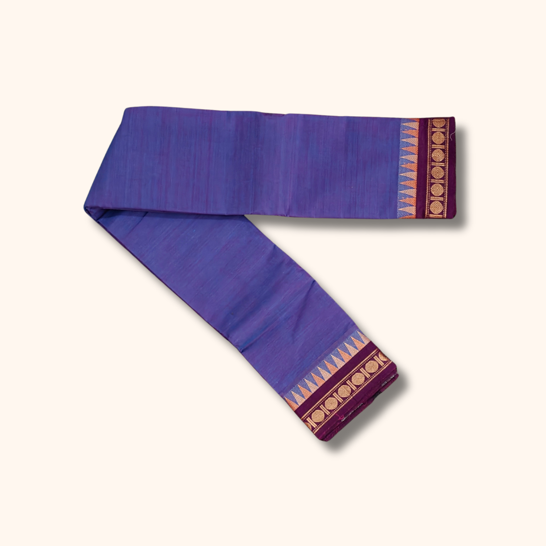 Royal bluish  Violet Temple Border Chettinad Cotton Saree