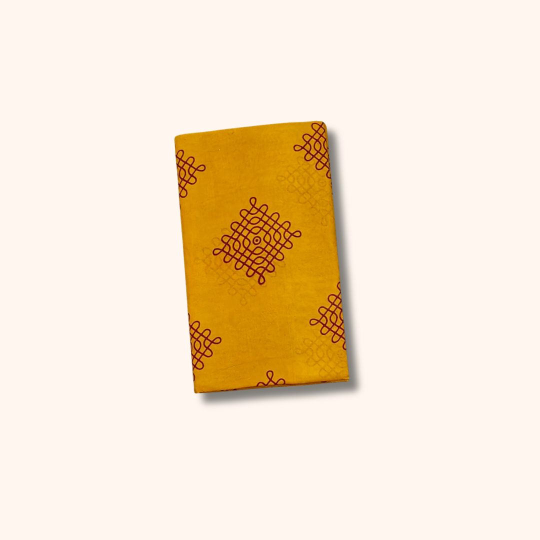 Mustard Yellow Sungudi Cotton Saree with Red Border