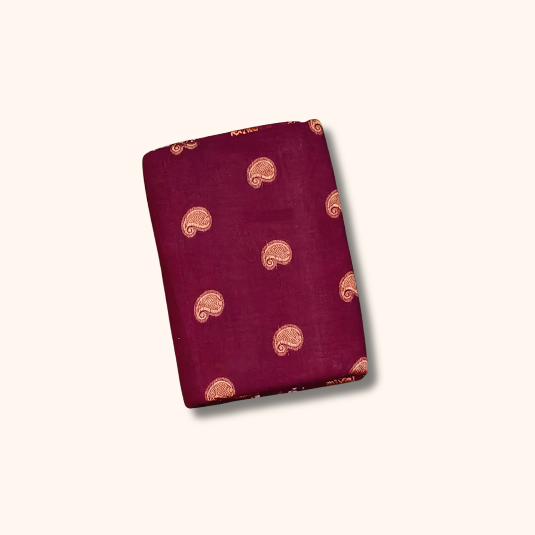 120s Count Sungudi Vayal Saree Maroon Paisley Design with Running Blouse
