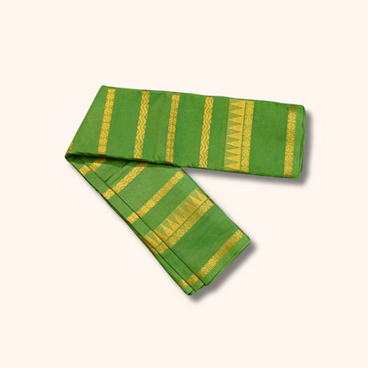 Green Pure Sungudi Cotton Saree with Gold Zari Stripes