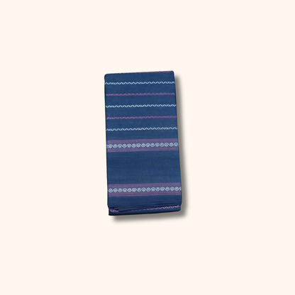 Blue Cotton Saree with Pink and White Stripe Design – Running Blouse